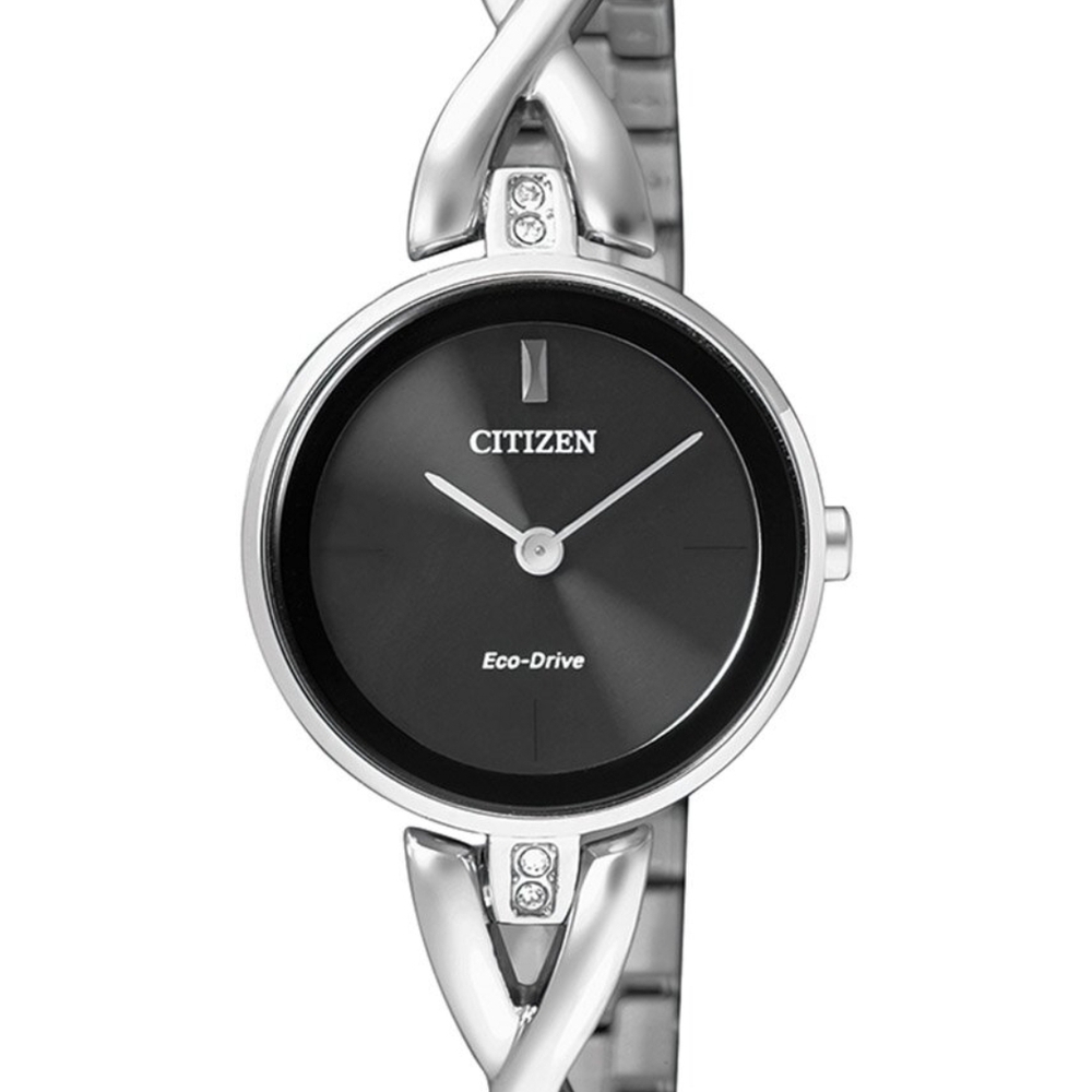 Citizen Black and Silver Eco-Drive Watch with Sleek Design